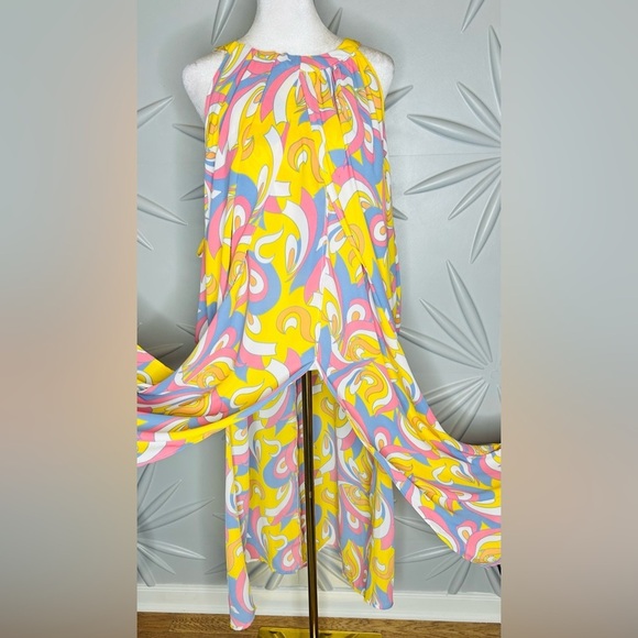 Ashley Stewart NWT SZ 26/28 yellow, pink, white, orange&blue tunic top, bust 57” - Picture 4 of 4